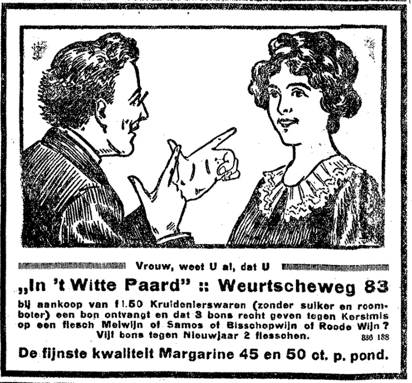 Advertentie "In 't Witte Paard", Weurtseweg  (De Gelderlander 4/12/1924)
