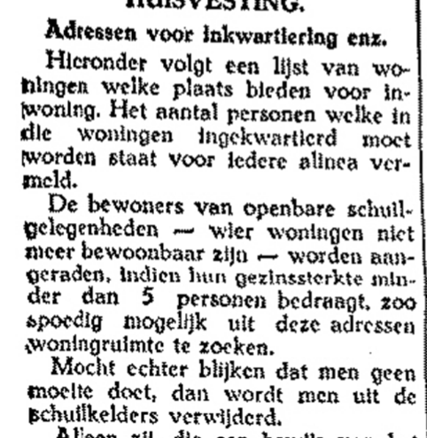 Inkwartiering (Deel bericht De Gelderlander 7/12/1944)