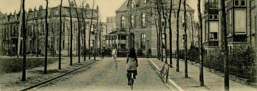 Het eerste gedeelte van de Wilhelminasingel tussen de Oranjesingel en bovenaan rechts de Sloetstraat. In het midden van de foto Wilhelminastraat 14, 1905 (Vivat Amsterdam via F2883 RAN)