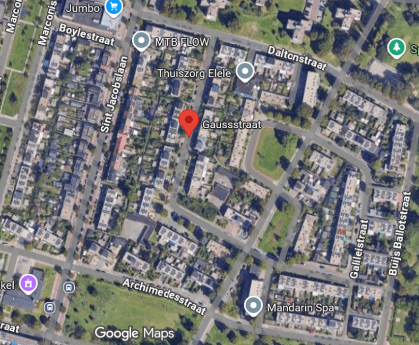 Omgeving Gausstraat, (Google Maps)