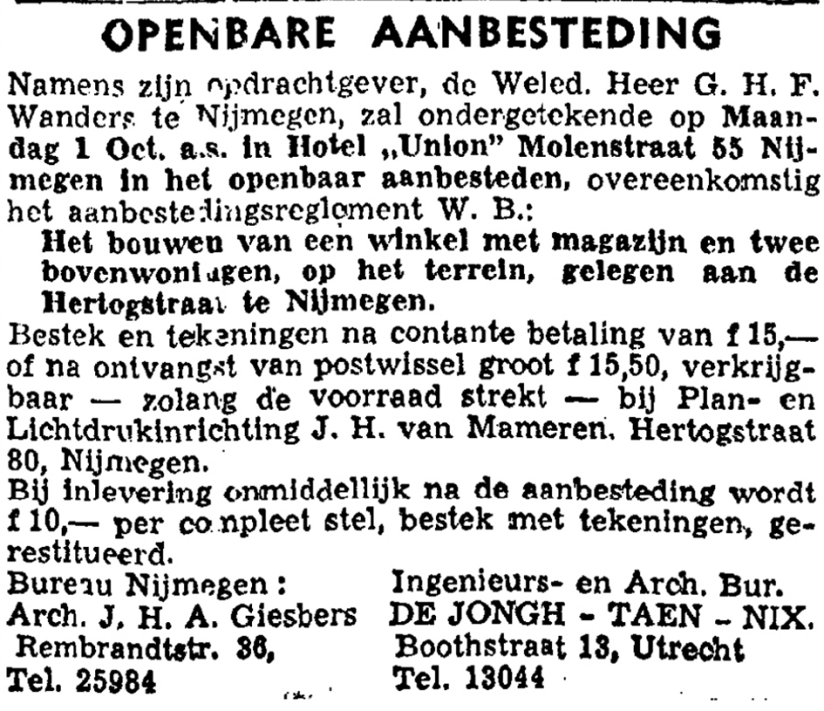 Giesbers de Jongh Taen Nix (De Gelderlander 19/9/1951)