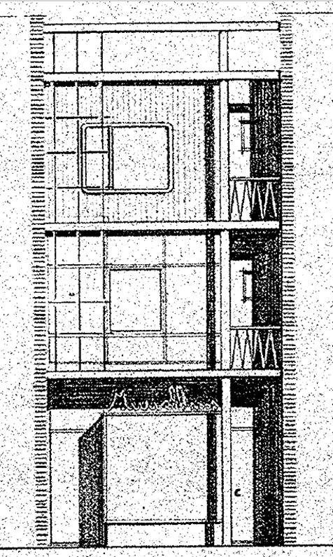 Plan voor herbouw Winkel en woning a.d. Broerstraat J.v.d Bas te Nijmegen, Architectenbureau vd Meijden/Klaver Elst (Gld), datum tekening december 1951 (D12.413484)