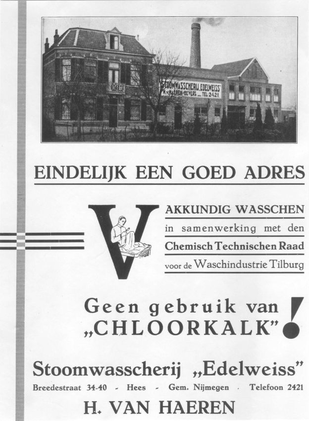 Advertentie Stoomwasscherij Edelweiss, Breedestraat 34-40, 1935 (F54752 RAN)