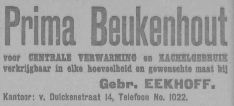 Advertentie Gebr. Eekhoff V. Dulckenstraat 14 (PGNC 13/10/1917)