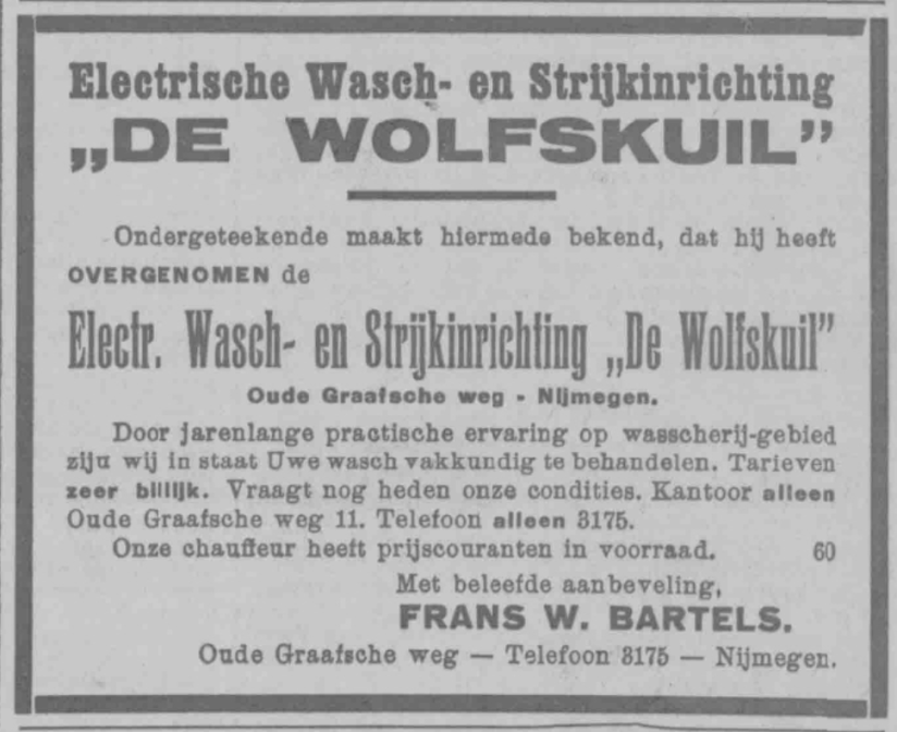 Advertentie overname de Volharding door Bartels (PGNC 4/8/1930)