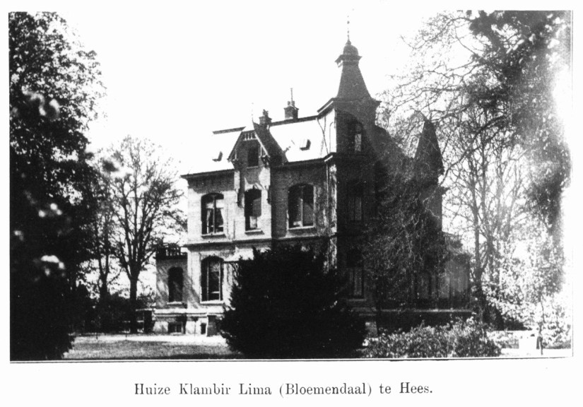 De villa Klambir-Lima (5 klapperbomen) zo genoemd door de toenmalige eigenaar J.A. van Zijp. Daarvoor droeg de villa de naam Bloemendaal; het buiten met grote tuin en vijver werd in 1833 gekocht door de moeder van de eerste Nijmeegse gemeentearchivaris, Diederik van Schevickhaven die er enige jaren van zijn jeugd doorbracht. In 1931 werd de villa verkocht ter afbraak en herinnert slechts een straatnaam aan het buiten. In het adresboek werd Kerkstraat 81 opgevoerd, Dikkeboomweg, 1910-1912 (F78684 RAN)