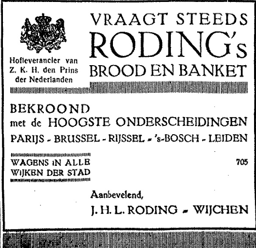 Advertentie Roding: Hofleverancier Prins Hendrik (De Gelderlander 18/7/1931)