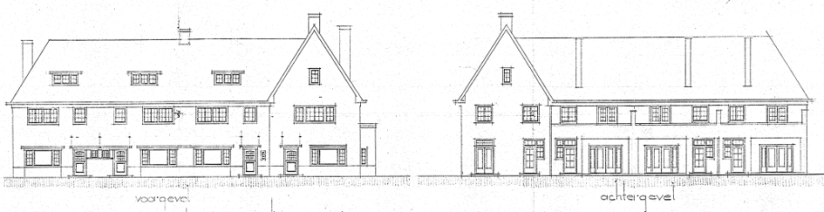 Plan voor den bouw van vier woningen aan een nieuw geprojecteerde weg hoek Dommer van Poldersveldweg, architect L.D. Kuipers, Rembrandtstraat 83 tm 89, datum tekening juni 1935 (D12.401667)