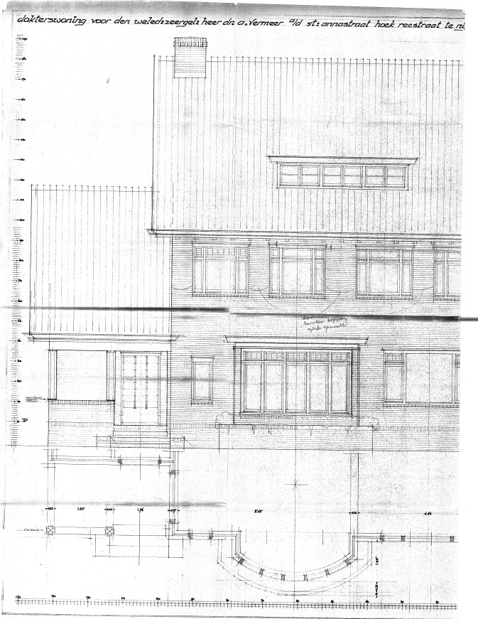 Dokterswoning voor den weled. zeergel. heer dr. A. Vermeer a/d St. Annastraat hoek Reestraatt te Nijmegen, C.H.B. Estourgie, architect, datum bouwdossier 22-2-1938 (D12.404282)