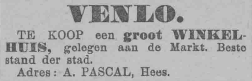 Verkoop winkelhuis in Venlo door Pascal (PGNC 6/4/1910)