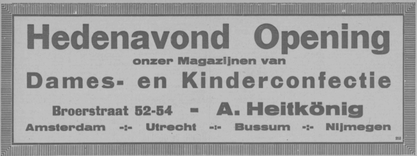 Advertentie opening Heitkönig (PGNC 12/4/1924)