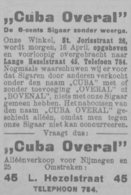 Advertentie Cuba Overal (PGNC 15/4/1924)