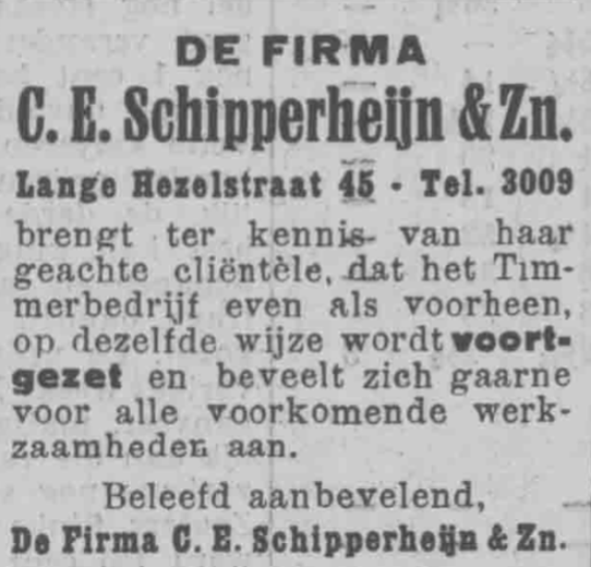 Advertentie Schipperheijn (PGNC 12/9/1932)